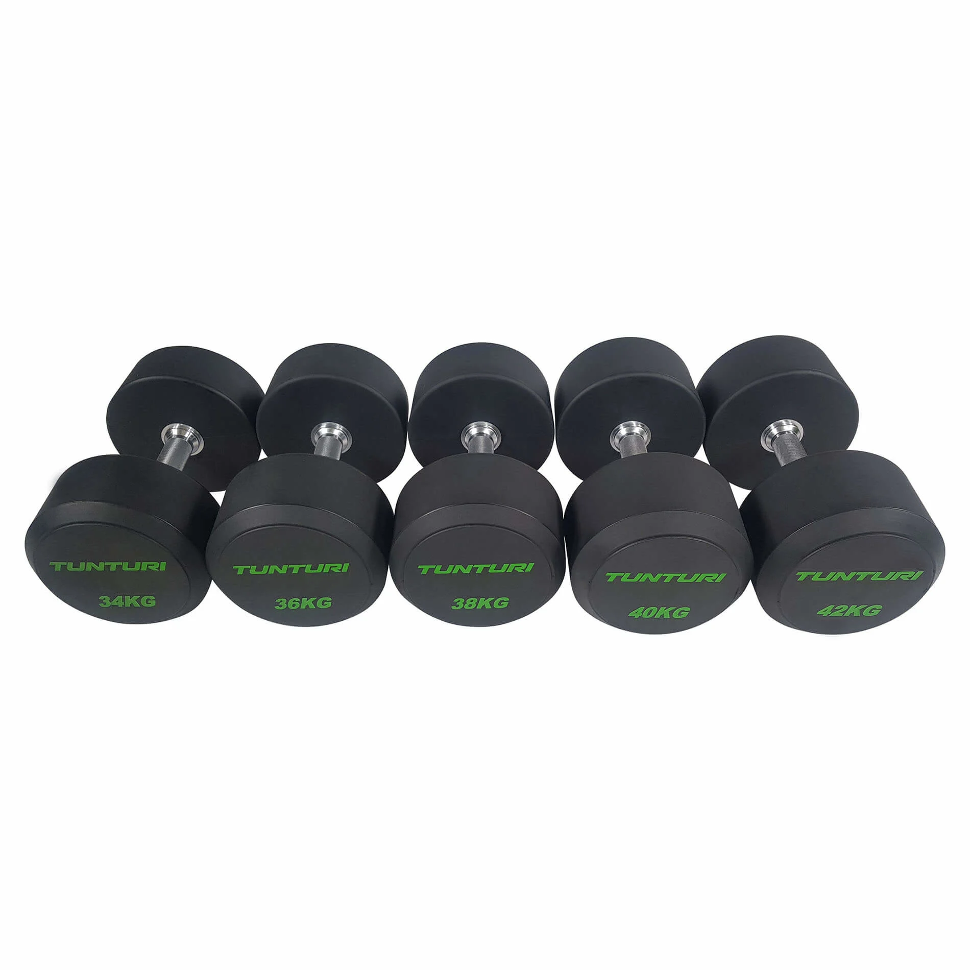 Hantlid TUNTURI PU Pro Dumbbell Set 34-42kg (5prs, 380kg)