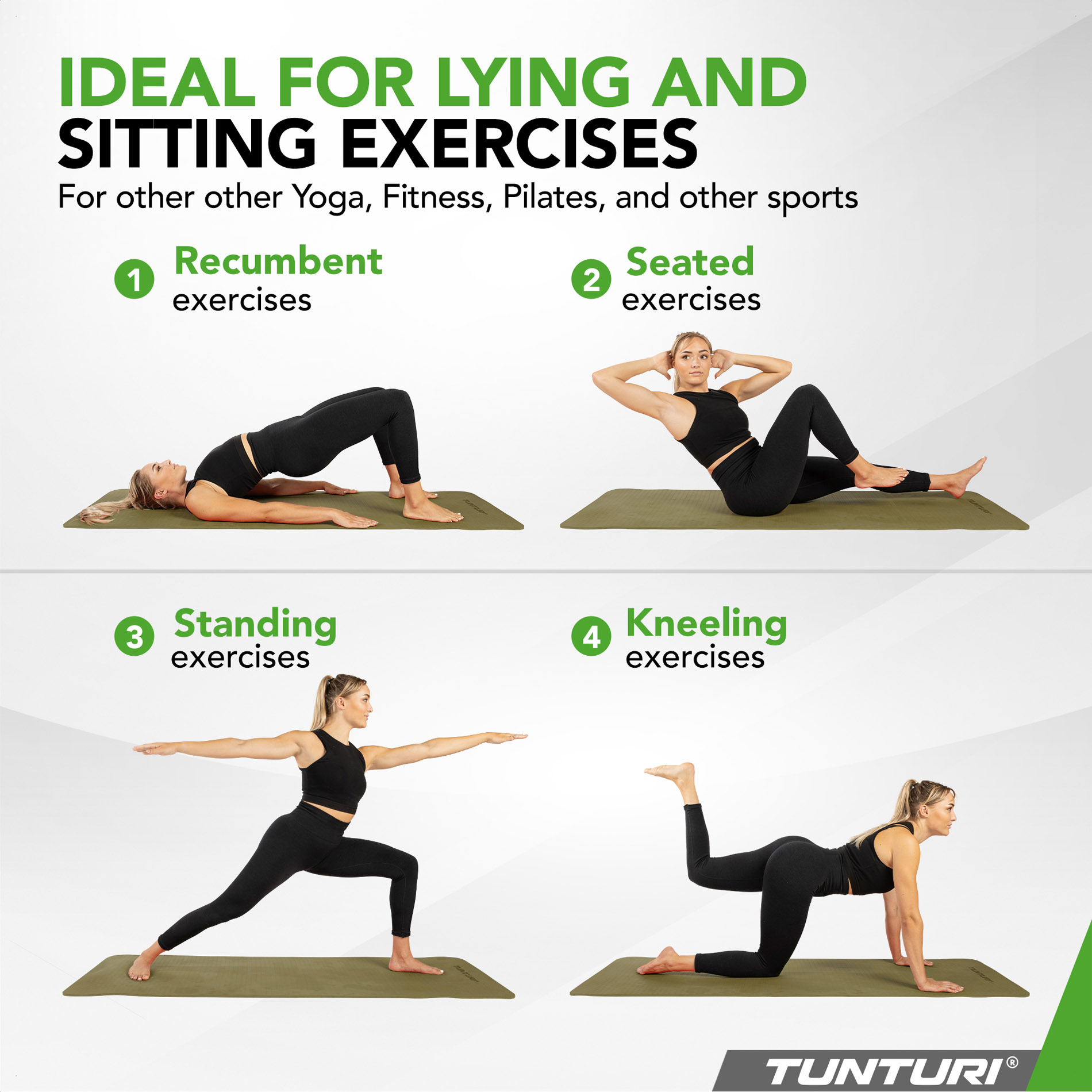 Joogamatt Tunturi Yogamat 8mm, Army Green - Image 5