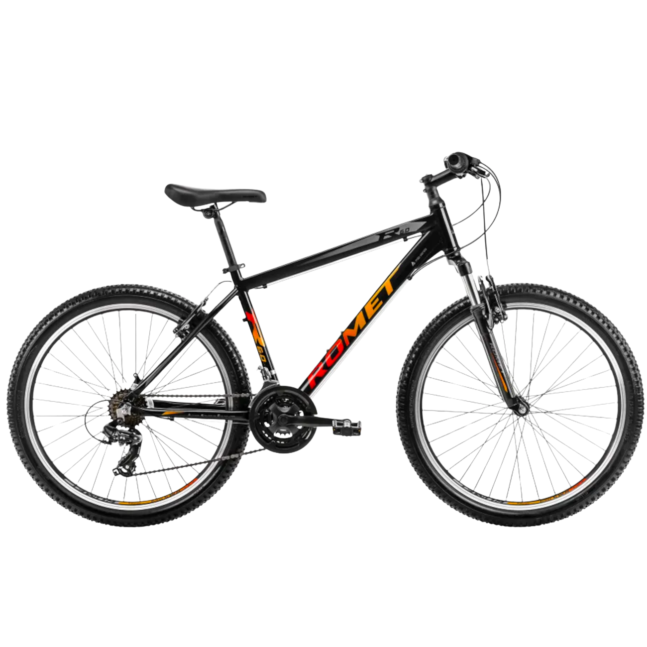 Jalgratas ROMET Rambler R6.0, 26" must-oranž-punane (XL)