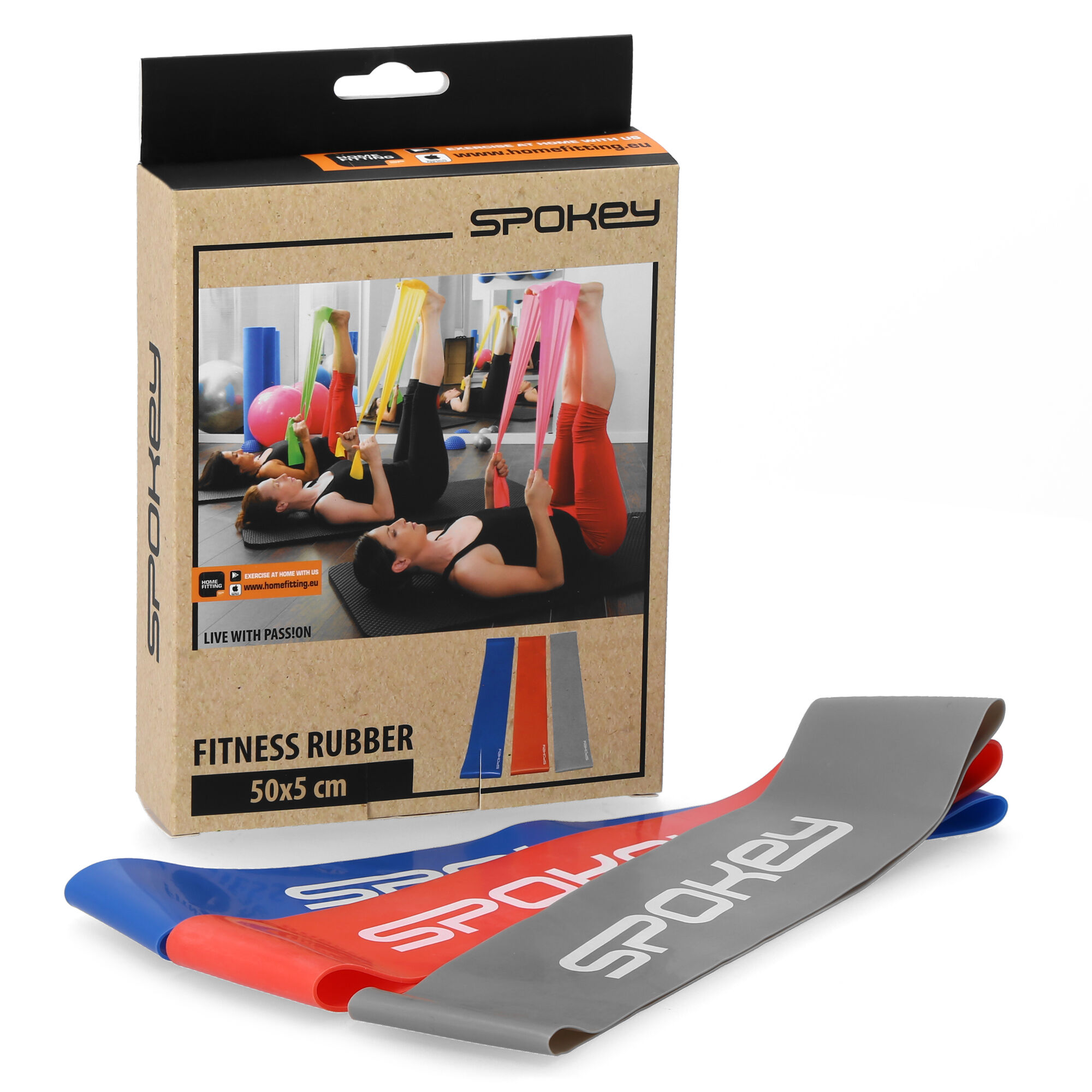 Võimlemiskummide komplekt SPOKEY Flex Set (3 tk) oranž-sinine-hall - Image 7