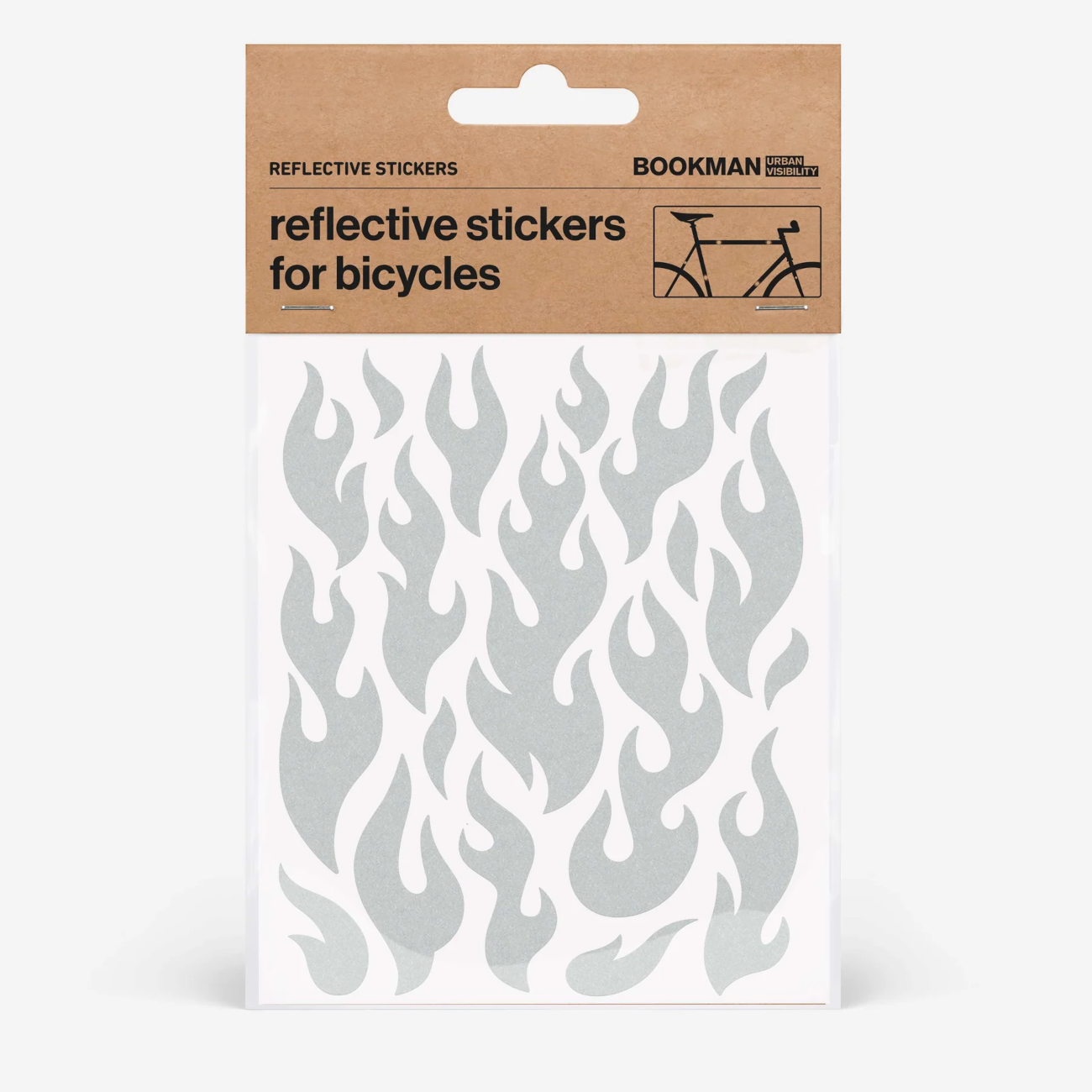 Helkurkleepsud jalgrattale BOOKMAN Reflective Stickers for Bicycles, White Flames