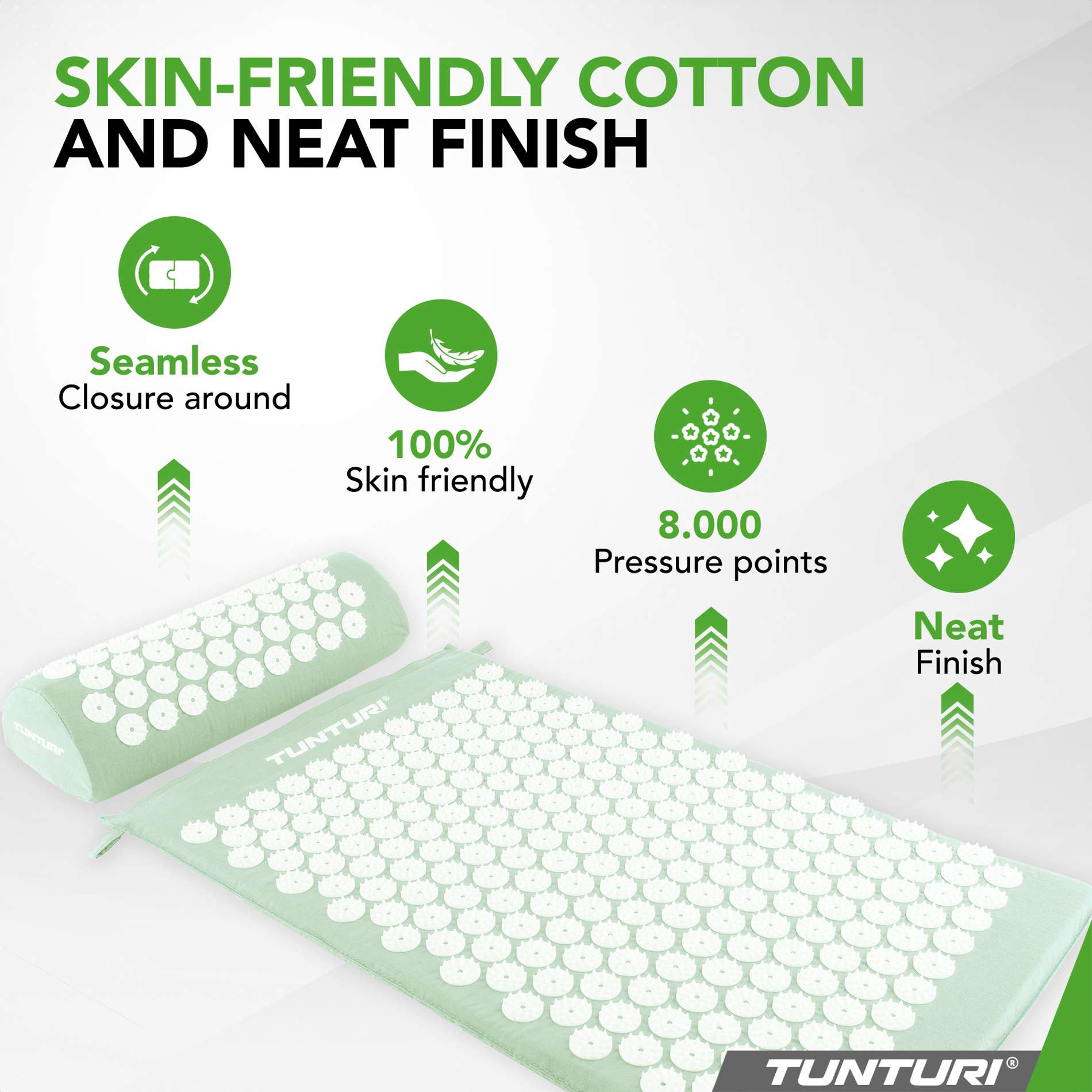 Akupunktuurimatt ja -padi TUNTURI Acupressure Mat And Pillow, Mint - Image 5