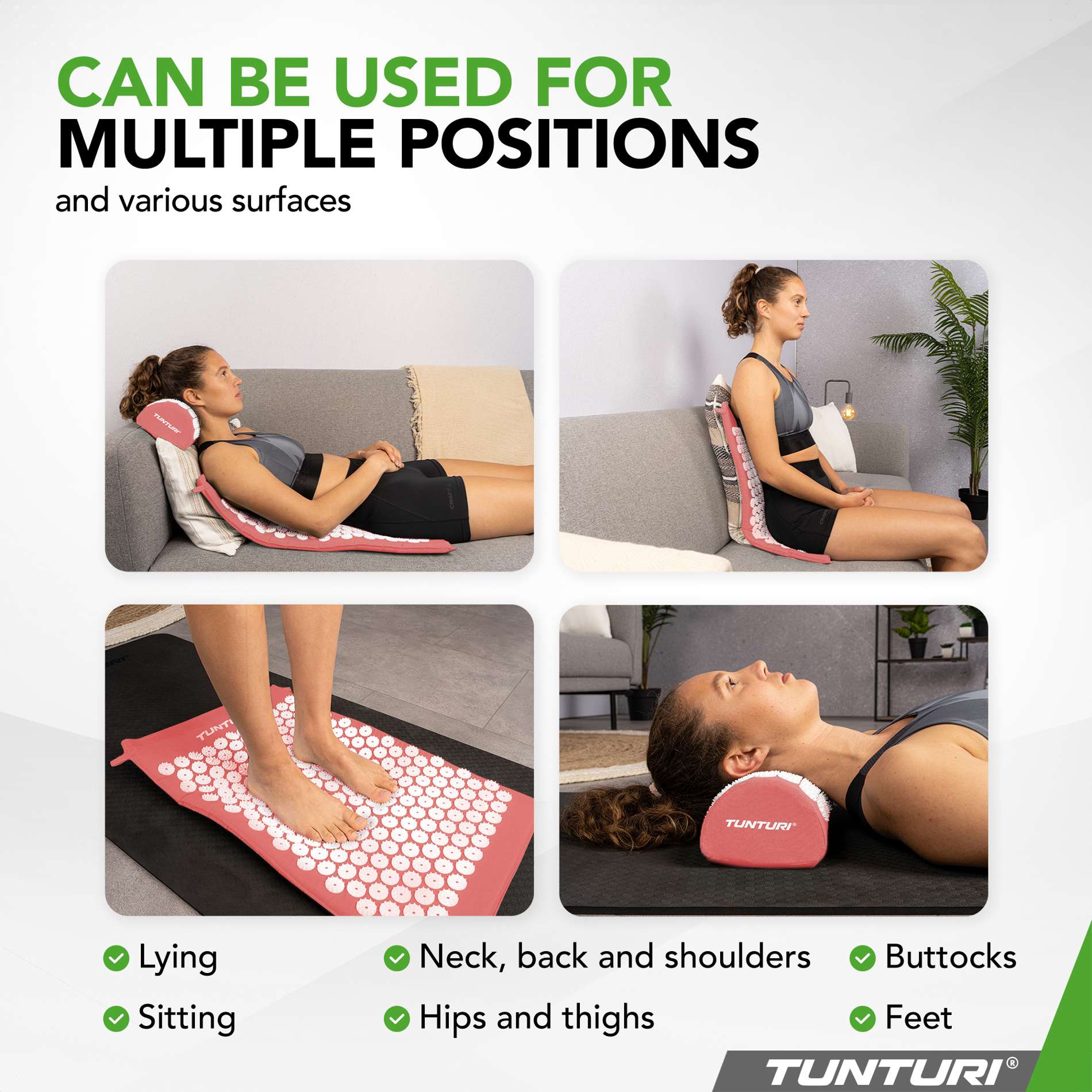 Akupunktuurimatt ja -padi TUNTURI Acupressure Mat And Pillow, Rose Gold - Image 3